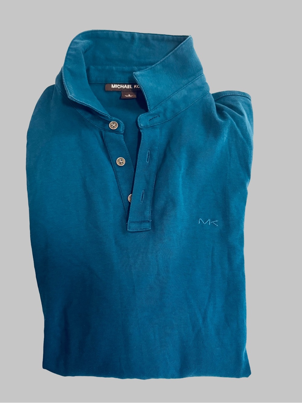 Michael Kors Teal Blue Polo Shirt with MK Embroidery